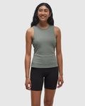 Tentree Womens Haines TechRib High Neck Tank - Agave Green
