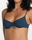 RVCA Womens Flat Rib Underwire Bikini Top - Blue Slate