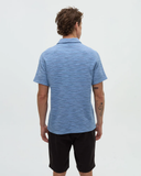 Tentree Mens Copeland Slub Cotton Shortsleeve Button Shirt - Lakeside / Timber Flash Stripe
