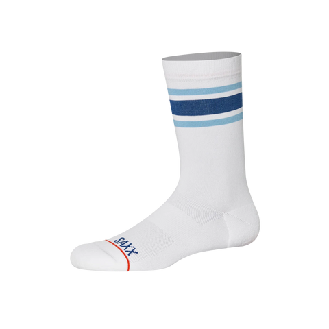 Saxx Mens Whole Package Crew Socks - Athletic Stripe/White