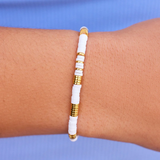 Pura Vida Pisa Stretch Bracelet ~ Gold & White