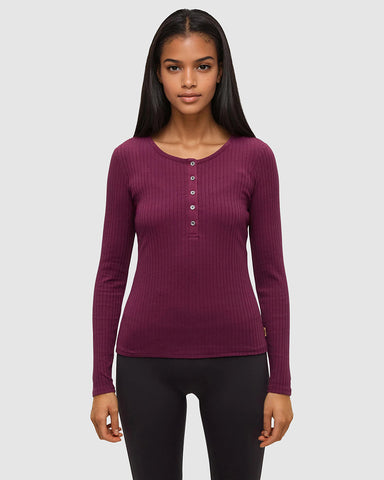Tentree Women's Knowles Henley - Deep Burgundy