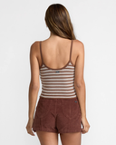RVCA Womens Tight Stripe Sweater Tank - Mocha