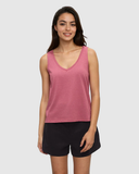 Tentree Womens Kinney TreeBlend Double V-Neck Tank - Rosewood Heather