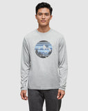 Tentree Mens Secret Sasquatch Longsleeve - Harbour Grey Heather / Blue Bell