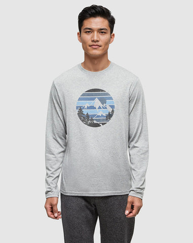 Tentree Mens Secret Sasquatch Longsleeve - Harbour Grey Heather / Blue Bell