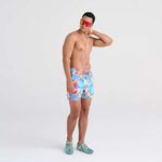 Saxx Mens Oh Buoy Stretch Volley 5" Swim Short - Coast 2 Coast - Blue Multi