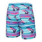 Saxx Mens Oh Buoy Stretch Volley 5" Swim Short - Jets Stripe - Pool