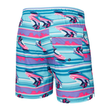 Saxx Mens Oh Buoy Stretch Volley 5" Swim Short - Jets Stripe - Pool