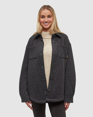 Tentree Womens Dunes Shacket - Meteorite Black Heather