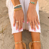 Pura Vida Turquoise Chip Bitty Braid Anklet ~ Beige