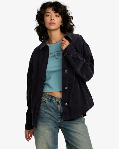 RVCA Womens Birdie Cord Jacket - Gravel