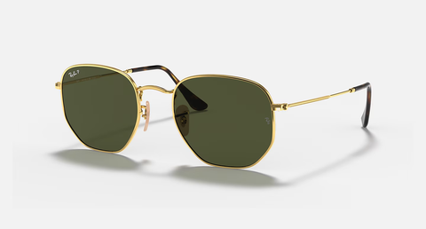 Ray-Ban Hexagonal Sunglasses - Arista Gold W/ G-15 Green