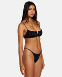 RVCA Womens Solid Shirred V-Wire Bralette Bikini Top