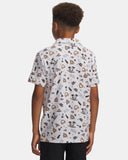 Under Armour Boys' UA Matchplay Printed Polo - White / Orange Bloc / Castlerock - 100