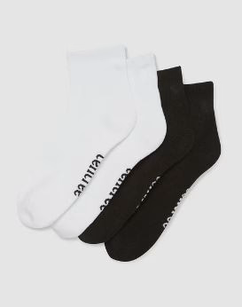 Tentree Quarter Socks (2-Pack) - Meteorite Black / White