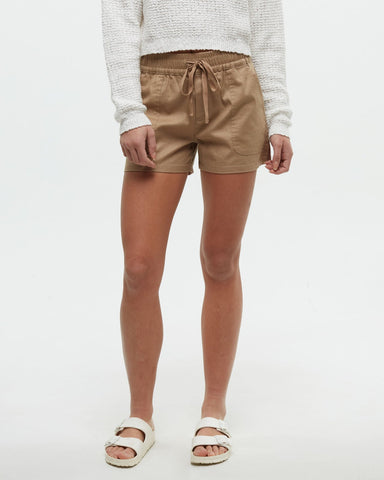 Tentree Women's Hemp Stretch Instow Woven Regular Fit Pull-on Short - Khaki