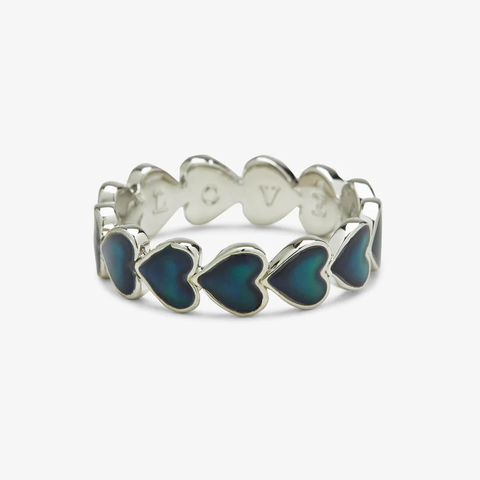 Pura Vida Mood Love Hearts Enamel Ring ~ Silver