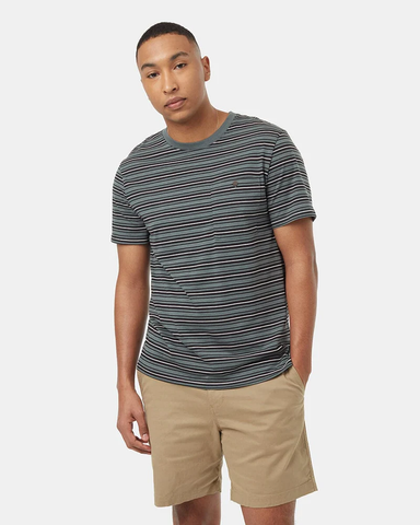 Tentree Mens TreeBlend Stripe Button Pocket T-Shirt