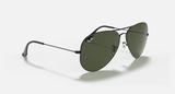 Ray-Ban Aviator Large Metal Sunglasses - Black W/ G-15 Green