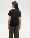 Tentree Women's Restoration Woodblock T-Shirt - Meteorite Black Lime Green