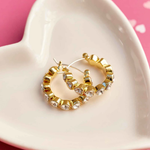 Pura Vida Stone Heart Hoop Earrings ~ Gold