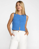 RVCA Women's Scrunch Top - Blue Relic