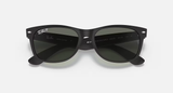 Ray-Ban New Wayfarer Sunglasses - Rubber Black W/ Green Polar