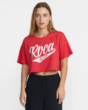 RVCA Women's Game Day Boxy Crop Tee - Baja Red