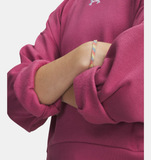 Under Armour Girls' UA Rival Fleece Oversized Crew - Fuchsia Dusk / White - 659