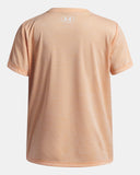 Under Armour Girls' UA Tech™ Twist Wordmark Logo SS Tee - Orange Bloc / White - 870