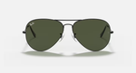 Ray-Ban Aviator Large Metal Sunglasses - Black W/ G-15 Green