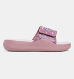 Under Armour Girls' UA Ignite Pro 8 Graphic Slides - Hushed Pink / Prime Pink / Metallic Gray Dawn - 662