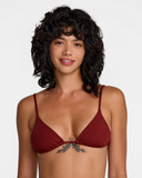 RVCA Women's Micro Rib Triangle Bikini Top - Madder Brown