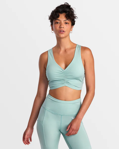 RVCA Womens Gathered Front Mid Support Sports Bra