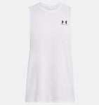 Under Armour Men's UA Left Chest Cut-Off Tank - White / Black - 100