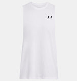 Under Armour Men's UA Left Chest Cut-Off Tank - White / Black - 100