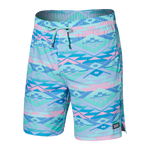 Saxx Mens Oh Buoy Stretch Volley 7" Swim Short - Geo Gradiant- Multi