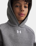Under Armour Boys' Rival Fleece Hoodie - Castlerock Light Heather / White - 025