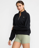 RVCA Womens Recess Half Zip Crew - Black