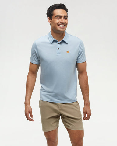 Tentree Mens Astir TreeBlend Regular Fit Polo - Blue Haze Heather