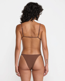 RVCA Womens Crinkle Beaded Triangle Bikini Top - Chocolate