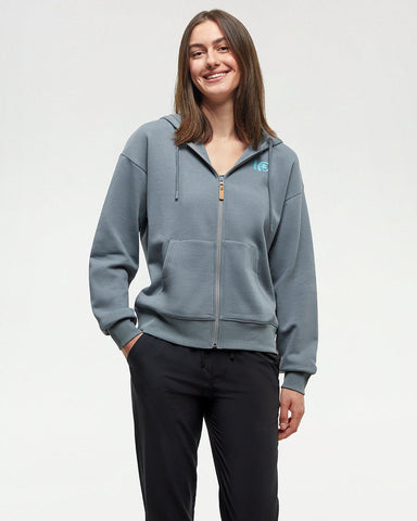 Tentree Womens Seaforestation Zip Hoodie - Anchor Grey / Jasper Green