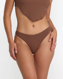 RVCA Womens Crinkle Medium French Bikini Bottoms - Chocolate