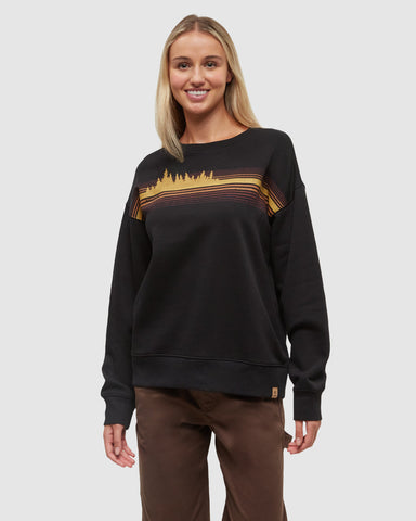 Tentree Women's Retro Treeline Crew - Meteorite Black / Harvest Gold