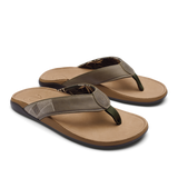 OluKai Mens Tuahine Waterproof Leather Sandals - Hunter / Golden Sand