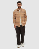 Tentree Men's Quilted Colville Shacket - Camel Heather Geo Mountain