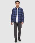Tentree Mens Forest Flannel Shirt Button Up Shirt - Midnight Blue Dusk Plaid