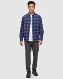 Tentree Mens Forest Flannel Shirt Button Up Shirt - Midnight Blue Dusk Plaid