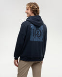Tentree Mens Woodblock Ten Zip Hoodie - Midnight Blue Canyon Blue